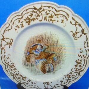 Mark Roberts Decorative Collectable Fowl Plate Hand Painted Raised Gold Trim